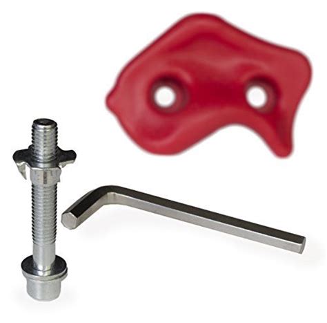 A Red Piece Of Metal Next To A Screw And Wrench On A White Background