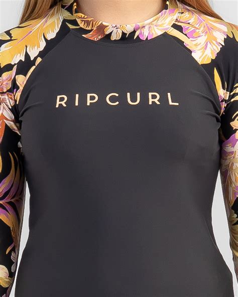 rip curl girls sunday swell long sleeve rash vest in black fast shipping and easy returns