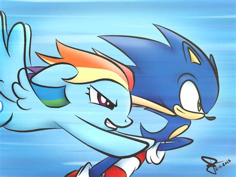 Sonic And Rainbow Dash Race To The Finish By Ferrumflos1st On Deviantart