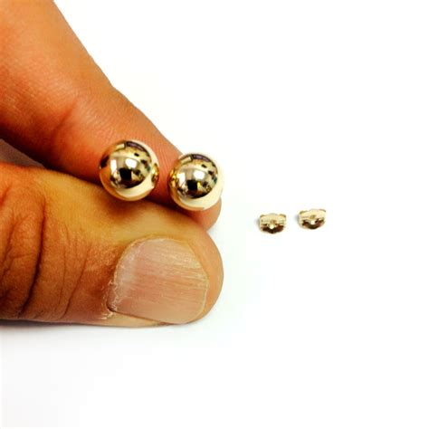 10K Yellow Gold Ball Stud Earrings EBay