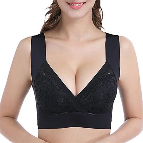 Woweny Seamless Mesh Lace Bras For Women Wirefree Comfortable Padded Lift Push Up Thin Soft Back