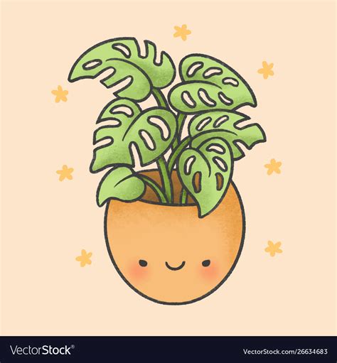 Cute Plant Cartoon Hand Drawn Style Royalty Free Vector