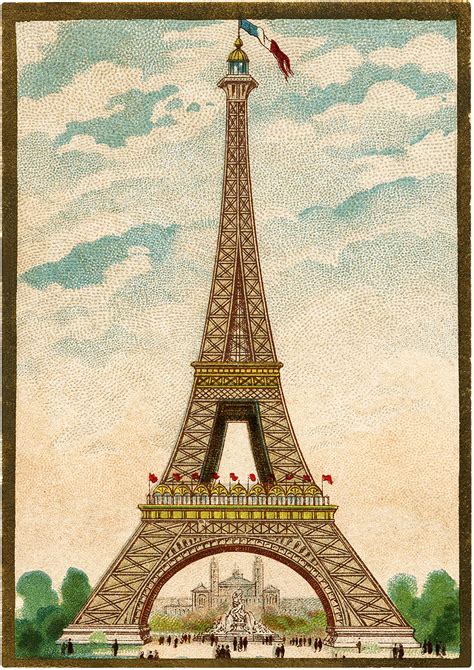 Fantastic Colorful Vintage Eiffel Tower Image The Graphics Fairy