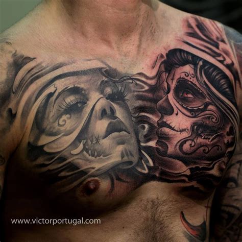 Victor Portugal Chest Piece Tattoos Tattoo Artists Evil Tattoos