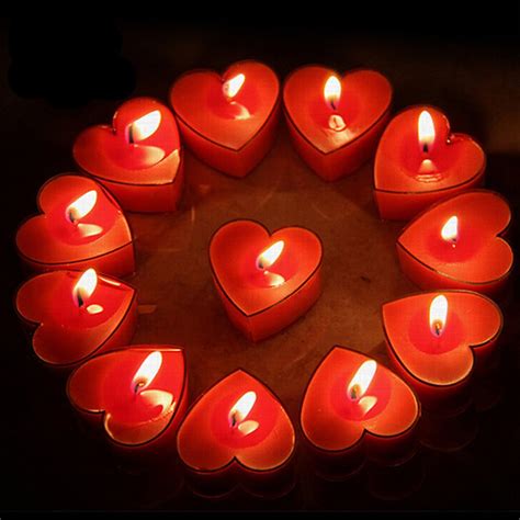 Red Heart Shape Acryclic Tealight Candle Rose Fragrance Rs 6 Piece