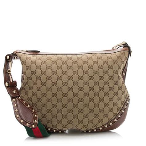 Gucci Gg Canvas Studded Pelham Medium Messenger Bag