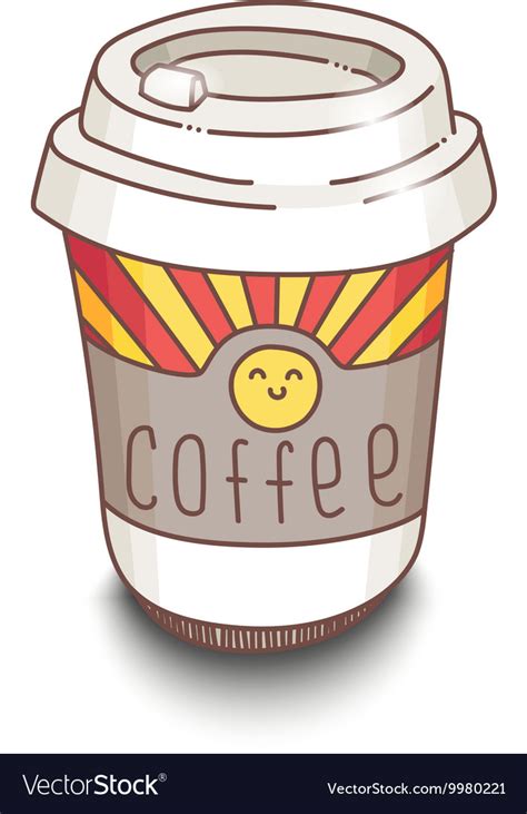 Cute Hand Drawn Cartoon Style Coffee Cup Vector Image