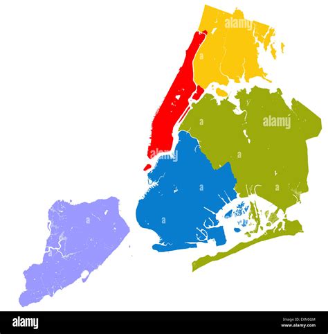 Five Boroughs Of New York City Outline Map Stock Photo Alamy