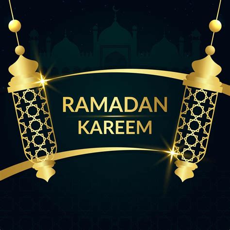 Green And Gold Lamp Scroll Ramadan Kareem Banner 1019662 Vector Art At