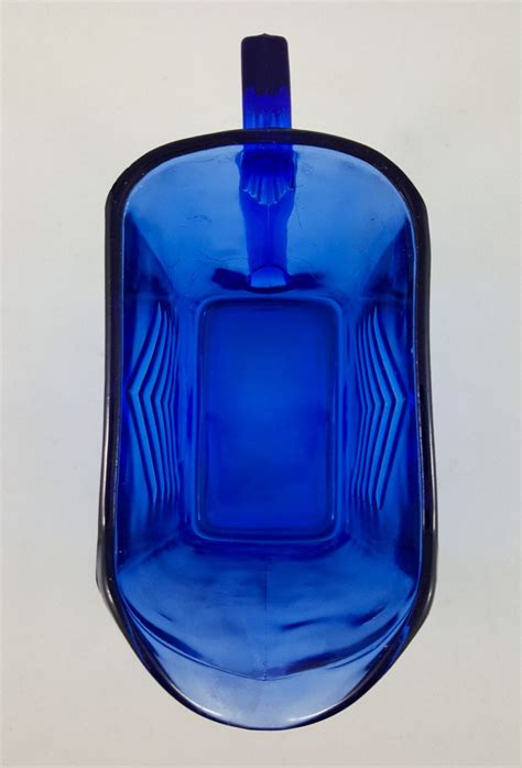 Vintage Cobalt Ritz Blue Glass Chevron Creamer