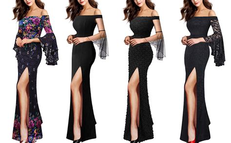 Vfshow Womens Off Shoulder Bell Sleeve Formal Evening Wedding Party Maxi Dress At Amazon Women’s