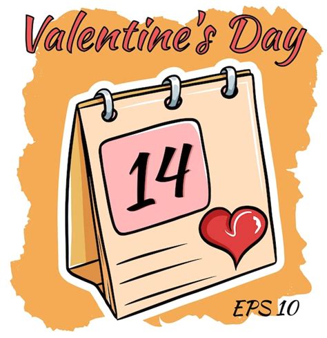 Calendario Con Fecha Del 14 De Febrero Día De San Valentín Estilo De