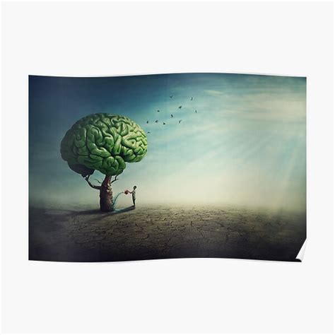 Surreal Brain Tree Poster By Psychoshadow Redbubble
