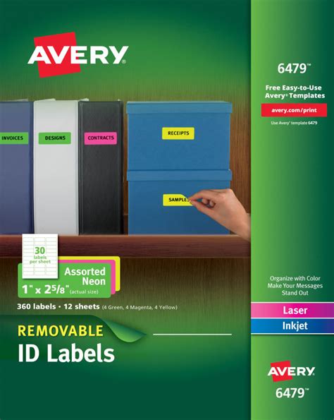 3 13 X 4 Assorted Neon Avery Removable Multipurpose Labels Office
