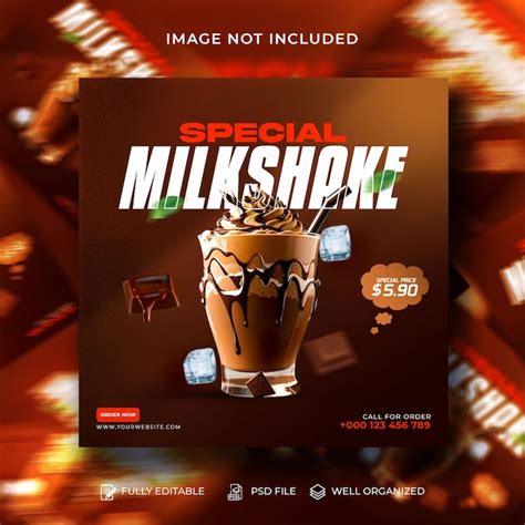 Premium Psd Milkshake Coffee Shop Drink Menu Square Promotion Social