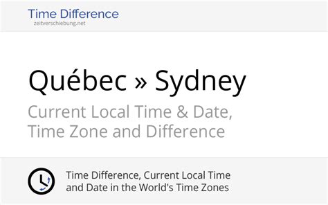 Time Difference Québec Canada Sydney Australia