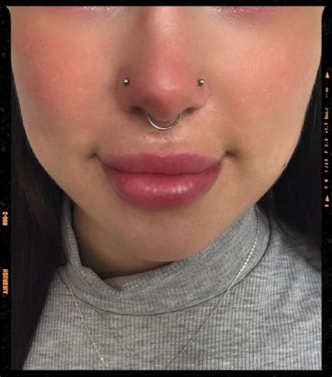Double Nose Piercing Septum Piercing Two Nose Piercings Double Nose Piercing Pretty Ear