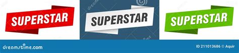Superstar Banner Superstar Ribbon Label Sign Set Stock Vector