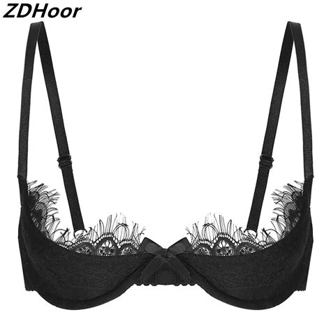 Sexy Womens See Through Lace Lingerie Open Cups Push Up Underwired Bra