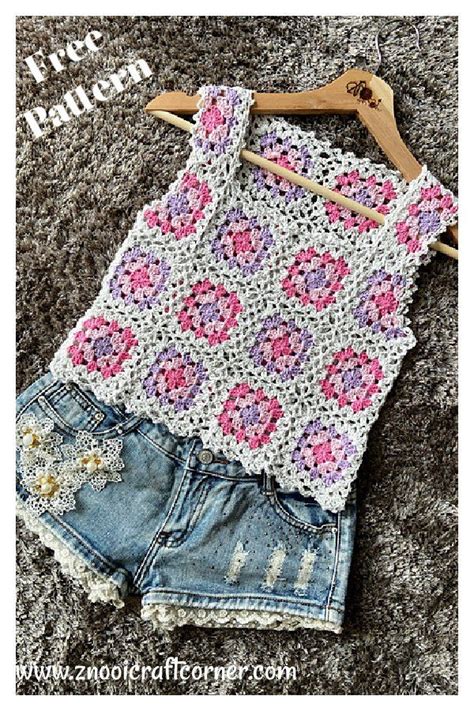 6 Granny Square Top Free Crochet Pattern Crochet Tops Free Patterns Crochet Top Pattern