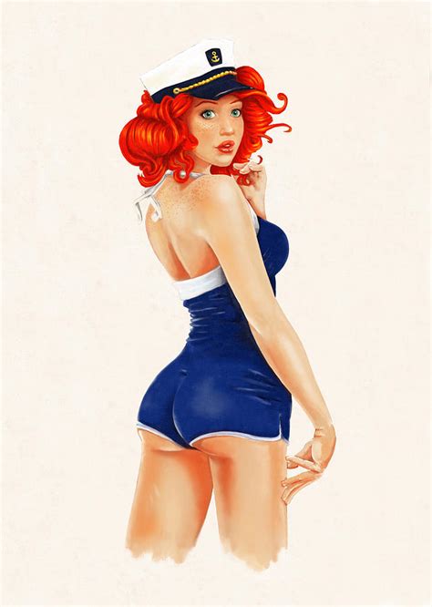 Hello Sailor Retro Pin Up Girl Painting By Matthew Britton