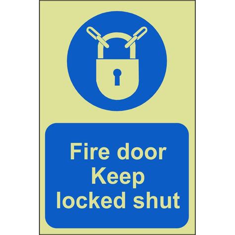 Fire Door Keep Locked Shut Signs Photoluminescent Fire Action Signs