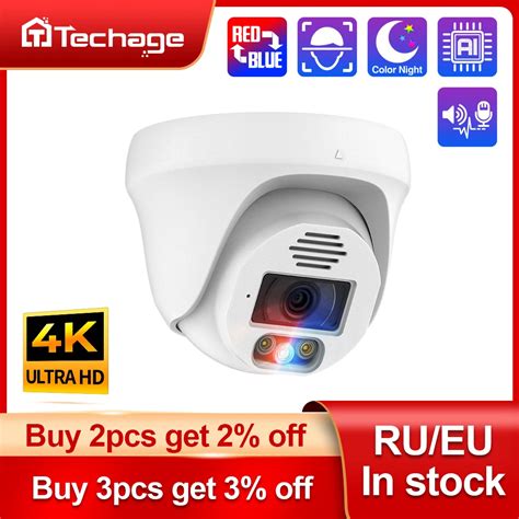 Techage H 265 5MP 8MP 4K POE IP Camera AI Human Detected Color Night