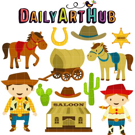 Wild West Cowboy Clip Art Set Daily Art Hub Graphics Alphabets And Svg