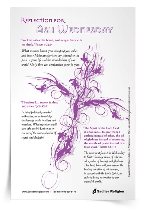A Printable Reflection And Prayer For Ash Wednesday
