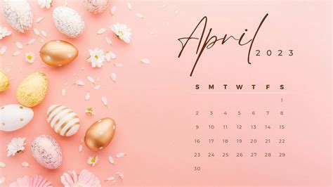 Download April 2020 Calendar With Easter Eggs And Flowers Wallpaper