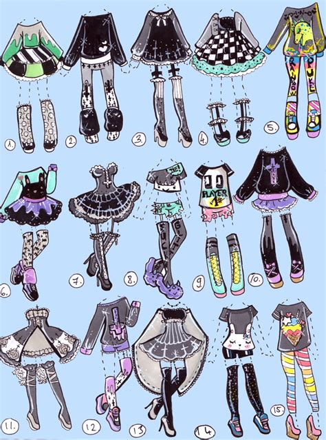 Geekgoth Open Outfits By Guppie Adopts On Deviantart Drawings