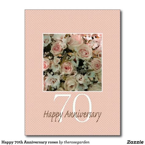 Happy 70th Anniversary Roses Postcard Happy 70th
