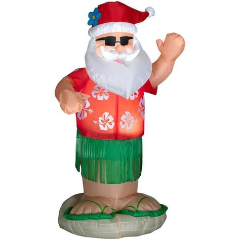 home accents holiday 6 ft pre lit led life size dancing hula santa inflatable 114242 the home