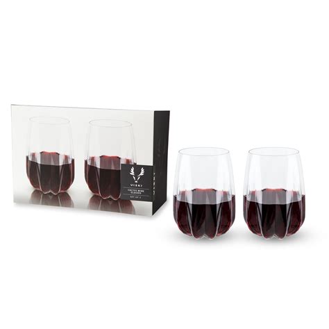 Viski Raye Cactus Crystal Wine Glasses Modern Stemless Wine Glass T Set