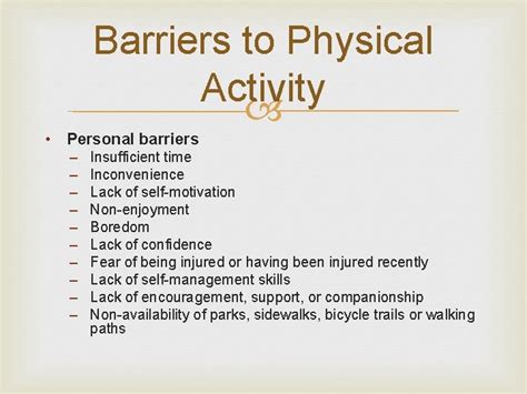 Addressing Barriers To Physical Activity Module B Lesson