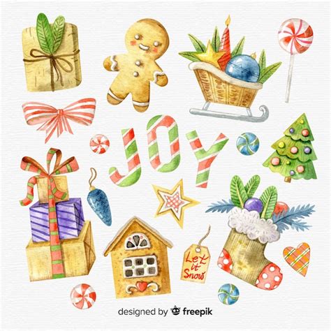 Free Vector Lovely Hand Drawn Christmas Element Collection