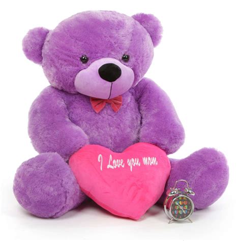 Deedee M Cuddles 48 Purple Teddy Bear W I Love You Mom Heart Giant
