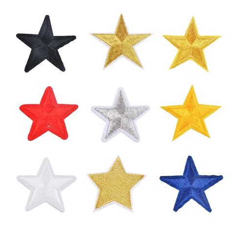 Hoomall 10pcs Iron On Star Patches For Clothes Needlework Multicolor
