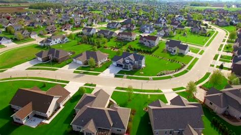 Beautiful Suburban Neighborhood With Stunning Homes Aerial View