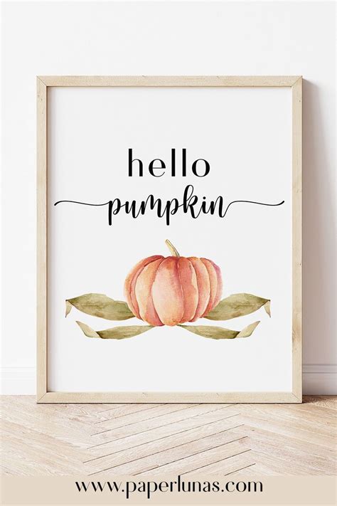 Hello Pumpkin Fall Printable Wall Art Etsy Printable Wall Art