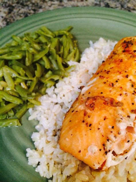 Grilled Salmon With Green Beans And Rice Grilled Salmon Green Beans