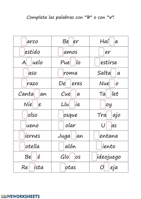 Ortografía B V Ficha Interactiva Spanish Classroom Activities Learning Spanish Vocabulary