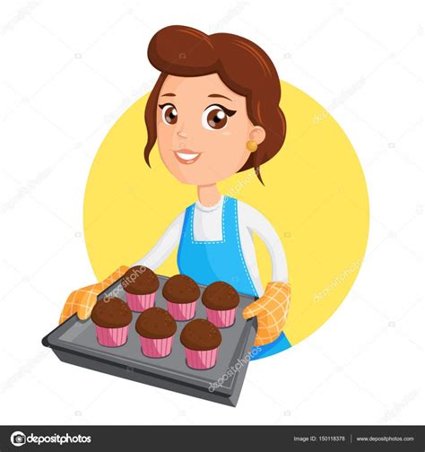 Resultado de búsqueda de chia. Woman with cake. Vector illustration of a cooking girl ...