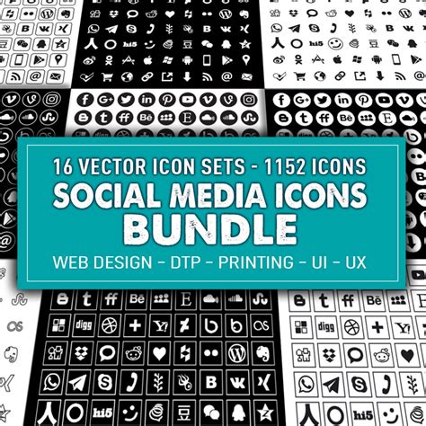 Vector Social Media Icons Bundle 16 Collections Socialmediaicons