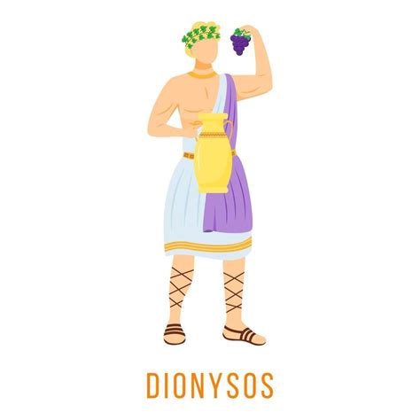 Dionysos Flat Vector Illustration Dionysus God Of Wine And Grape