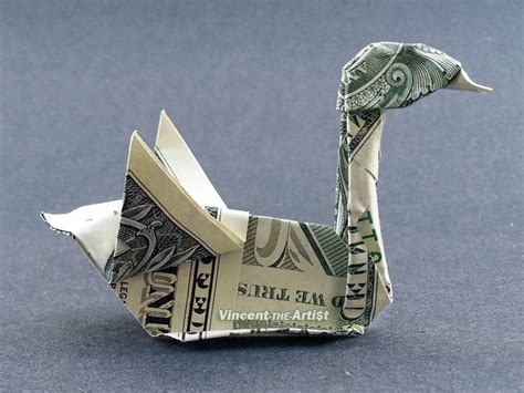 Money Origami Swan Dollar Bill Art Made With 100 Bill Origami