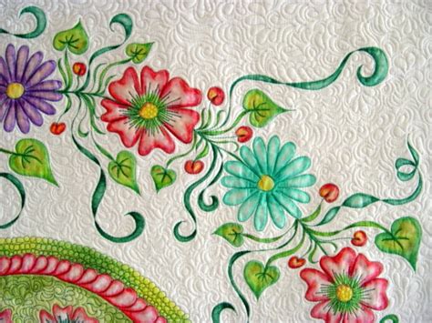 Hand Painted Quilt Artistic Floral Wallhanging Etsy