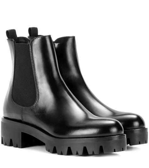 Prada Leather Chelsea Boots In Black Lyst