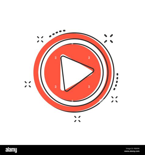 Cartoon Play Button Icon In Comic Style Play Illustration Pictogram