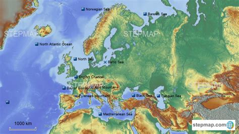 Stepmap Major Bodies Of Water And Mountain Ranges In Europe